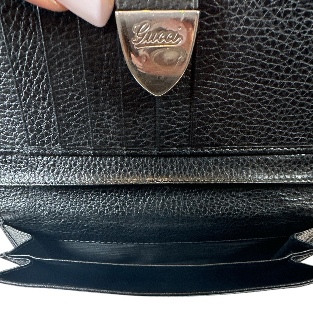 Gucci Vintage Continental Black Leather Wallet with Pebbled Texture - Picture 8 of 14